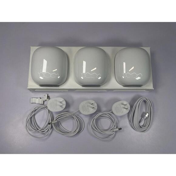 Google Nest Wifi Router G6ZUC 3-Pack Mesh System AC2200 w/ Power Adapters Bundle